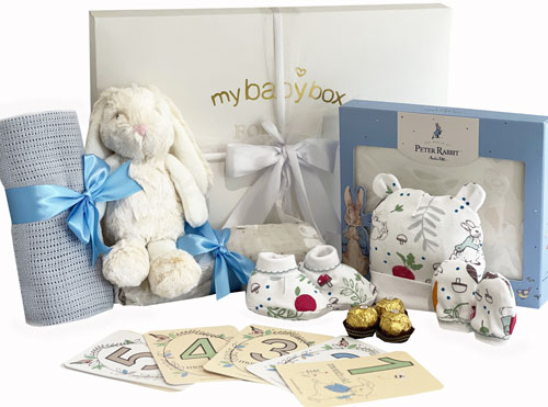 Deluxe Bunny First Wardrobe Layette Set Boy Gift Hamper