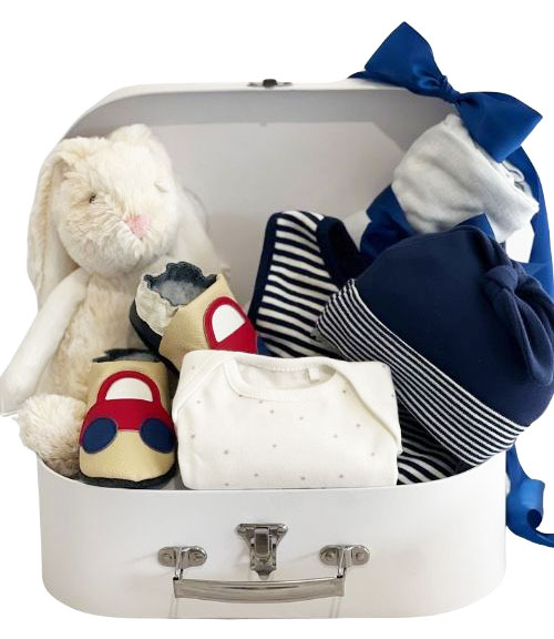 My Baby Suitcase Hamper – Deluxe Bunny Navy Set